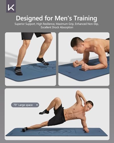 KEEP Extra Wide & Long Yoga Mat for Men, 79"x39"x7mm Thick, Non-Slip TPE Exercise Mat, High-Density Anti-Tear Fitness & Pilates Mat for Tall Users