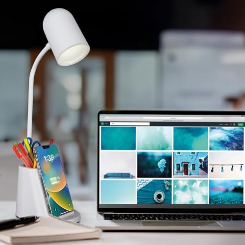 OttLite Aglow LED Table Lamp with Wireless Charging, White