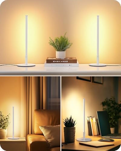 EDISHINE LED Table Lamp, Minimalist Desk Lamps for Home Office, White