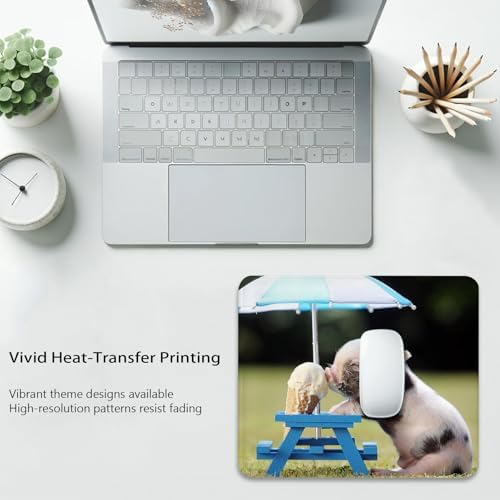 Funny Pig Pet Mouse Pad, Cute Piglet Enjoying Ice Cream Desk Mat