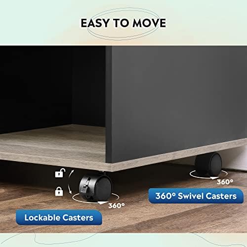 DEVAISE 3-Drawer Mobile File Cabinet, Lateral Filing Cabinet, Greige