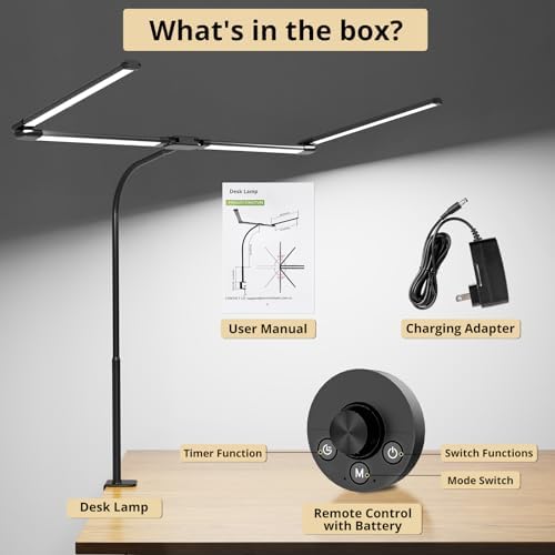 Desk Lamp, 24W Flexible Gooseneck Table Lamp with a Timing Function