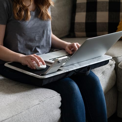 LAPGEAR Home Office Lap Desk – White Marble, Fits 15.6” Laptops
