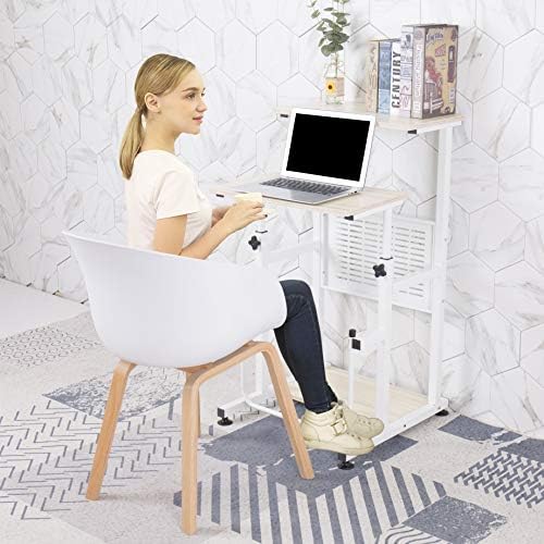 SDADI Adjustable-Height Standing Desk, 2-Mode Modern Standing and Sitting Desk, Light Grain