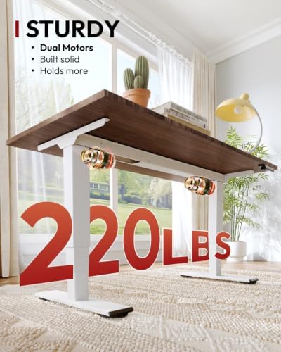 SANODESK Solid Bamboo Dual Motor Standing Desk, 220 lbs, 48×24