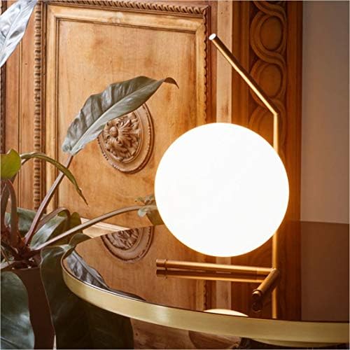 BOKT Mid Century Modern Brass Table Lamp Large Globe Ball Desk Lamp Brush Gold Metal Reading Lamp Industrial Bedside Nightstand Reading Light for Bedroom, Kids Room, Office