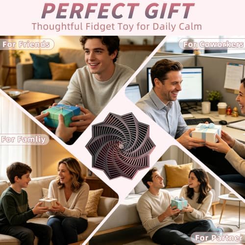 3D Printed Expanded Sensory Fidget Star, Fractal Stress Relief Spinning Tower Toy with Handle, Polygonal Honeycomb Whirling Spiral Design, Stocking Stuffers Gift for Adults Teens ADHD Office Desk