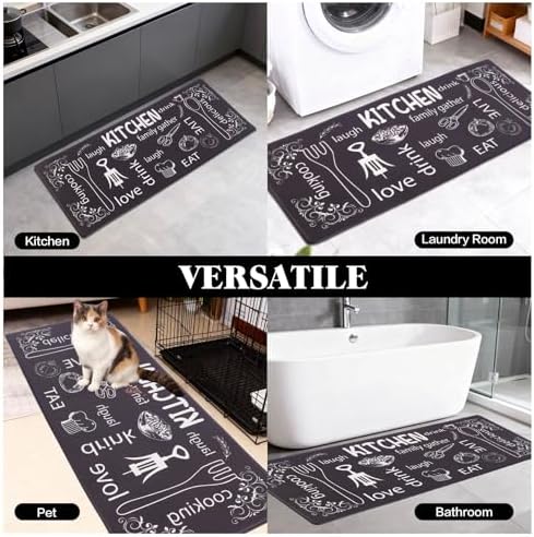 Mirok Washable Anti Fatigue Mat for Cushioned Floor Mat,Farmhouse Chef Kitchen Non-Skid Ergonomic Comfort Foam Rugs,Non Slip (17"x47")