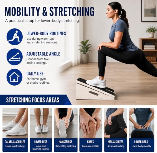 MUCITAGF Wooden Slant Board for Calf Stretching, Calf Stretch Board