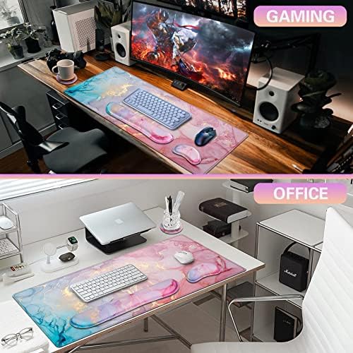 Canjoy Desk Mat with Keyboard and Mouse, Desk Pad with Wrist Rest Support