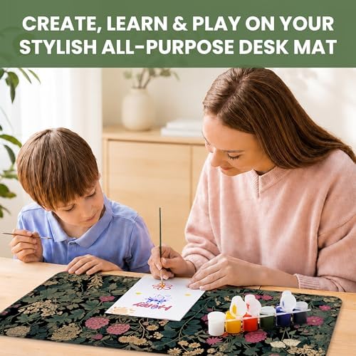 Aesthetic Desk Mat, Cute Vintage Garden Desk Pad Protector for Work & Decor, 35.4" x 15.7", Pretty Non-Slip Extended Mouse Pad for Office or Home