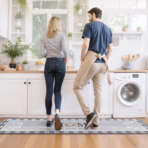 Kitchen Mats 2PCS, Anti Fatigue Rugs, 17.3x30+17.3x70in, Grey