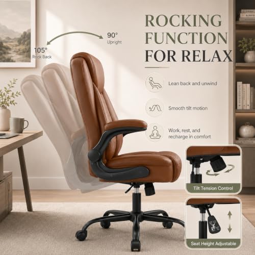 GTPLAYER Brown Office Desk Chair with 90° Flip-up Arm, 10 Pack