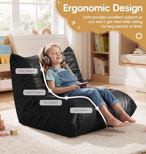 Hobestluk Kids Bean Bag Chair Small Beanbag Couch with Leather Fabric