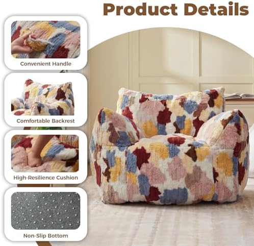 Achicsofar Bean Bag Chair for Adults Teens, Comfy Faux Fur Beanbag Armchair