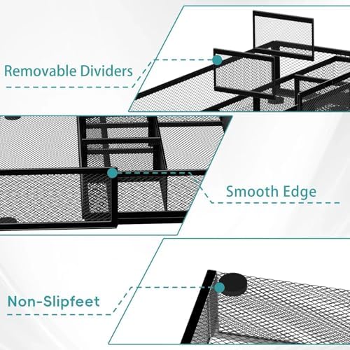 Expandable Desk Drawer Organizer, 10 Adjustable Compartments, Black