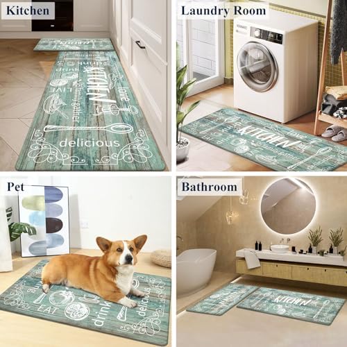 HEBE Anti Fatigue Kitchen Rugs Set of 2, Cushioned Kitchen Mats for Floor