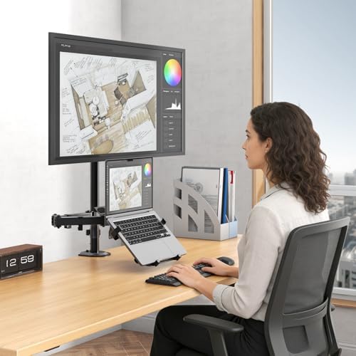 PUTORSEN Monitor and Laptop Mount Stand for Max 49" Screen and 18" Notebook