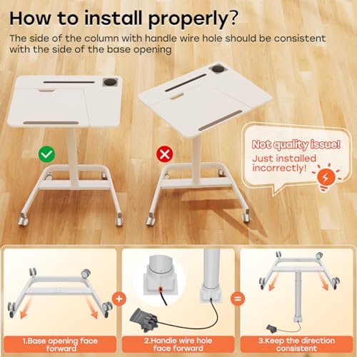 JOY worker Mobile Standing Desk, 60° Tiltable Rolling Laptop Desk, White