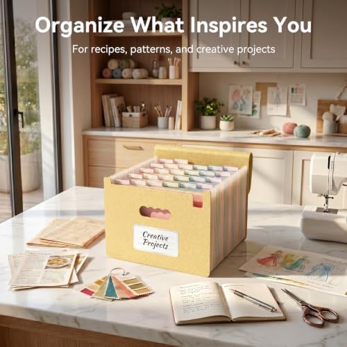 ThinkTex Accordion File Organizer, 26 Pockets File Folders, Dusty Butter