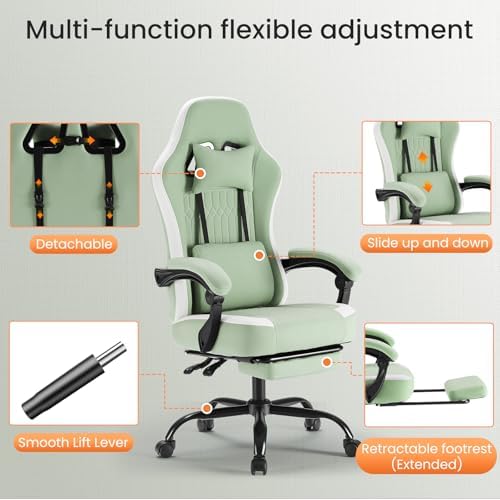 DUMOS Ergonomic Gaming Chair with Footrest, Video Game Chairs