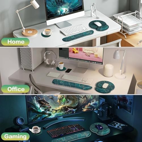 Mouse Pad with Wrist Rest Set, 3-in-1 Wrist Support Mousepad