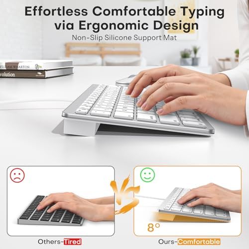 Emetok USB-C & USB-A Wired Keyboard for Mac, Scissor Keys, Desk Mat
