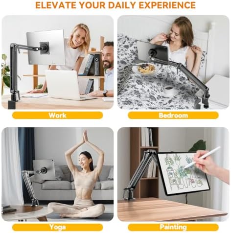 Portable Monitor Holder Mount Arm with Strong Magnetic 360° Rotating Base Bearing Over 5LBS Compatible with 12.9/14.6/15.6/17.3/18.5 inch iPad Pro/Mini/Air/Surface/Samsung