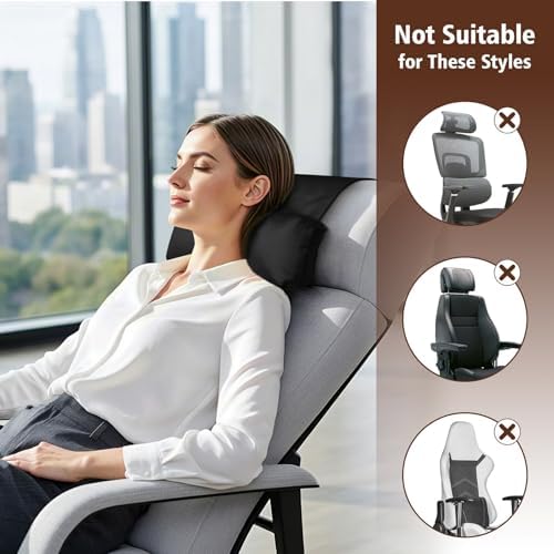 WdFour Velvet Neck & Head Pillow for Recliner Chair, Small Ergonomic Cervical Support Pillow for Home, Office and Travel, Non-Slip Cushion for Tension Relief & Shoulder Comfort (Black)