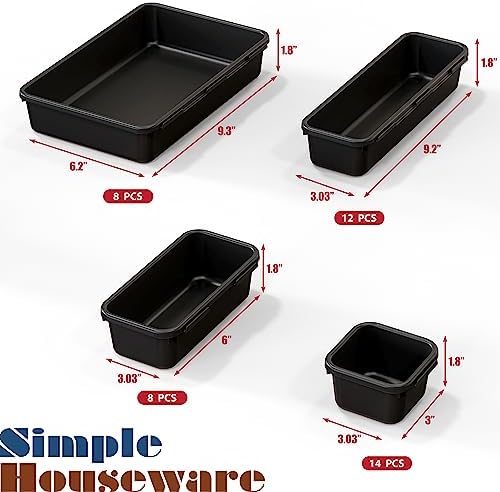 Simple Houseware Interlocking Desk Drawer Bins Organizer, 42 Packs, Black