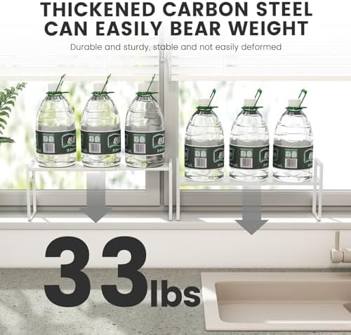 Extendable Narrow Tall Storage Shelf for Windowsill & Kitchen, White