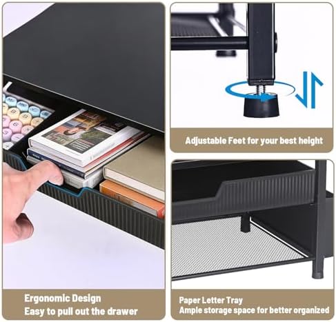 Printer Stand for Desk, Desktop Printer Shelf for Home Office, Black