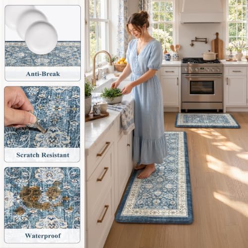 KIMODE Anti Fatigue Kitchen Mats for Floor,Farmhouse Kitchen Runner Rugs