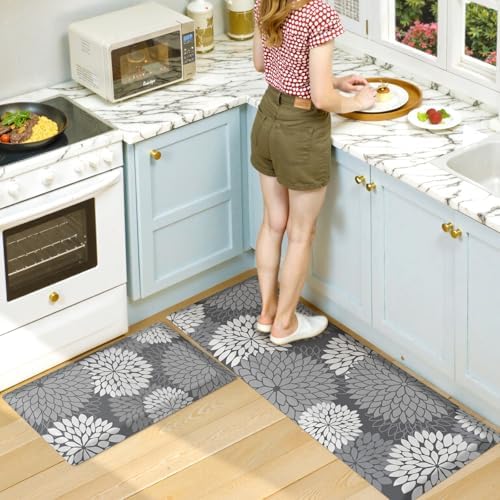 KIMODE Anti Fatigue Mats for Kitchen Floor Cushioned Kitchen Rugs Sets of 2