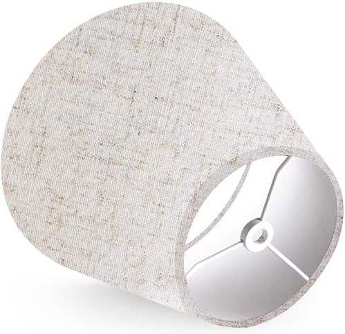 GO&SO Small Mini Oatmeal Linen Lamp Shades Set of 2,5"×9"×6.4" Beige Bell