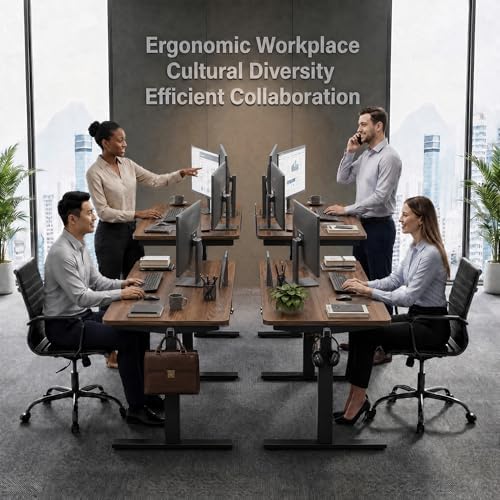 Grandder 47x32 Large Electric Standing Desk, Height Adjustable Computer Desk with 2 Memory Presets, 31.5" Deep Desktop Sit Stand Desk Home Office Desk Workstation Table with Hooks, Walnut