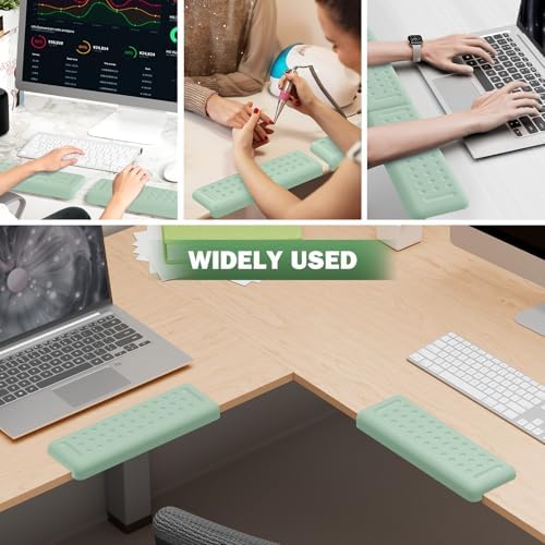 Leolee L-Shaped Desk Elbow Pads for Desk, Pale Green Memory Foam Arm Rest