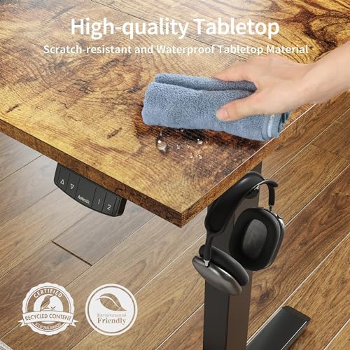 Agilestic 63*24 Inch Height Adjustable Electric Standing Desk, Rustic Brown
