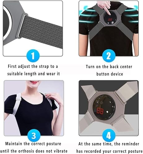 Corrector Smart Posture Monitor Posture Reminder Belt for Men and Women with Vibration Support Straightener Improves Posture and Pain Relief for Spine,Back Neck and Shoulder (Color : Touch)