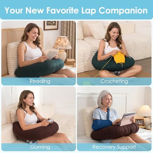 QUEEN ROSE Reading Pillow, Gaming Lap Pillow for Crocheting, Cooling Green
