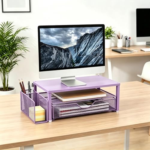Spacrea Desk Organizers and Accessories, Printer Stand with Storage, Purple