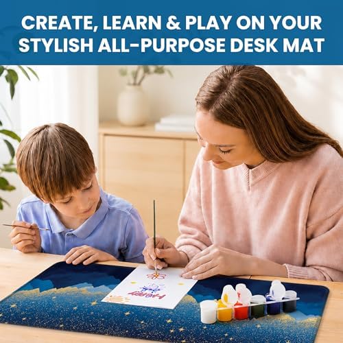 Aesthetic Desk Mat, Cute Starlit Peaks Desk Pad Protector for Work & Decor, 35.4" x 15.7", Pretty Non-Slip Extended Mouse Pad for Office or Home