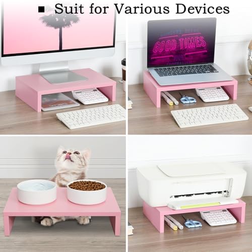 TEAMIX Pink Monitor Stand Riser - 2 PackS, Wood