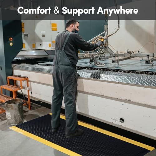 Anti Fatigue Mats Industrial 3' x 7' 15/16" Thick Ergonomic Standing Mat Commercial Heavy Duty Diamond Plate Shop Floor Mat Helps Relieve Back and Leg Soreness