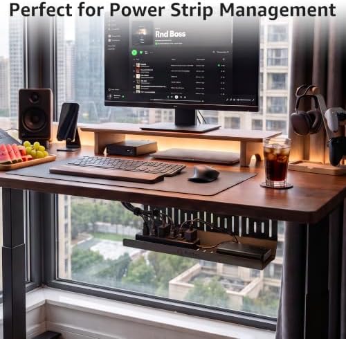 Aothia Under Desk Cable Management Tray (16.5 in, Metal, Black)