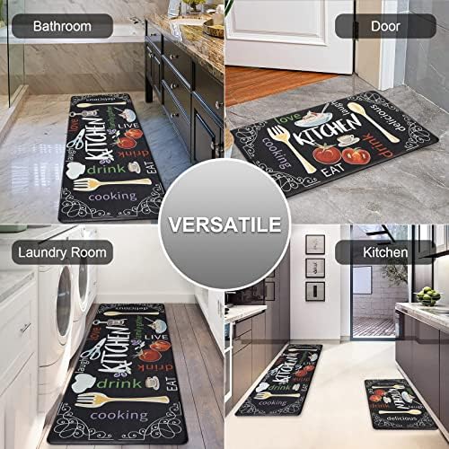HEBE Anti Fatigue Kitchen Rugs Set of 2, Cushioned Kitchen Mats for Floor