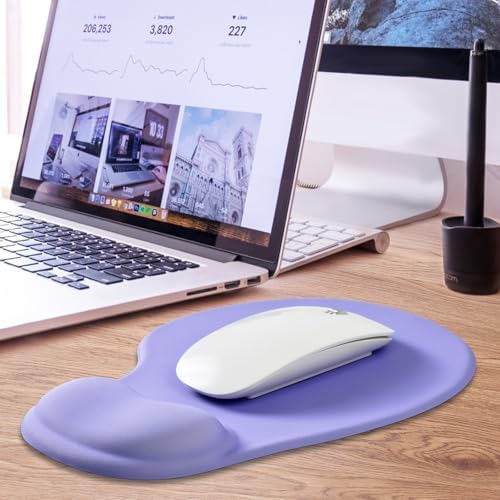 JIKIOU Ergonomic Mouse Pad with Gel Wrist Rest 2Pack, Portable Small Purple