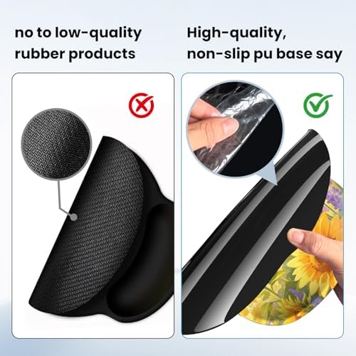 Mouse pad with Wrist Rest,Relieving Pain Memory Foam Computer pad, Ergonomic Desktop Mouse, Silicone Material Mouse pad, with Non-Slip PU Base (Sunflower)