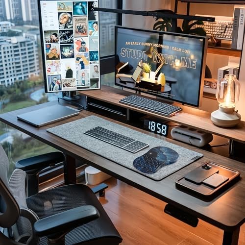 Ergonomic Mouse Pad Wrist Support,Blue Space Wrist Rest Mousepad for Carpal Tunnel Pain Relief,Integrated Memory Foam Slope Massage Bulge Design
