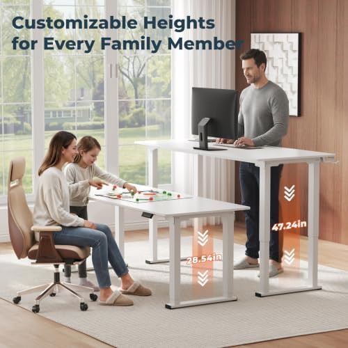 71x31'' Large 4 Leg Dual Motor White Standing Desk for Home Office